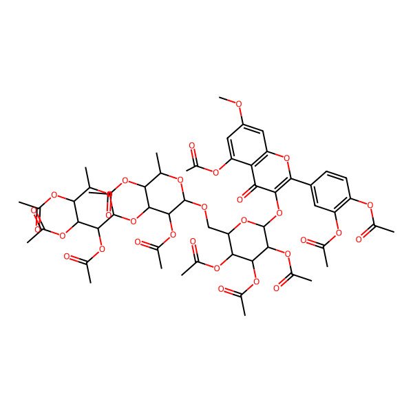 2D Structure of [5-Acetyloxy-2-methyl-6-[[3,4,5-triacetyloxy-6-[5-acetyloxy-2-(3,4-diacetyloxyphenyl)-7-methoxy-4-oxochromen-3-yl]oxyoxan-2-yl]methoxy]-4-(3,4,5-triacetyloxy-6-methyloxan-2-yl)oxyoxan-3-yl] acetate