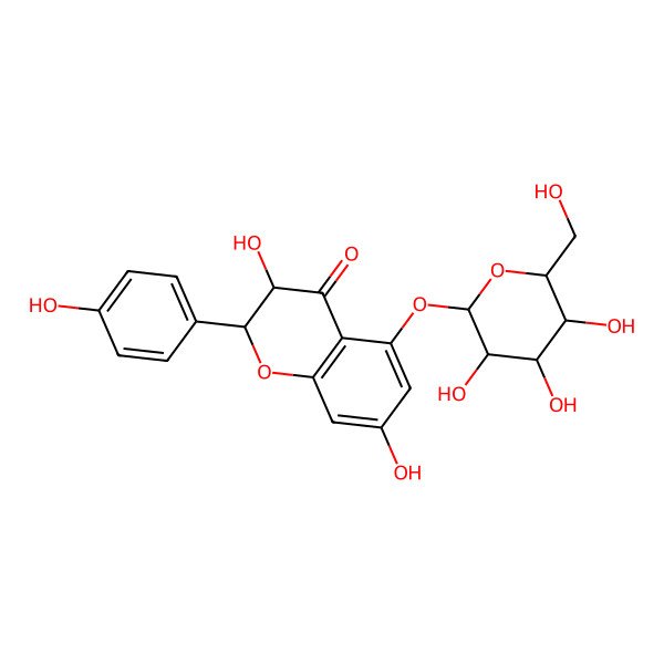 2D Structure of (2R,3R)-3,7-dihydroxy-2-(4-hydroxyphenyl)-5-[(2S,3R,4S,5S,6R)-3,4,5-trihydroxy-6-(hydroxymethyl)oxan-2-yl]oxy-2,3-dihydrochromen-4-one