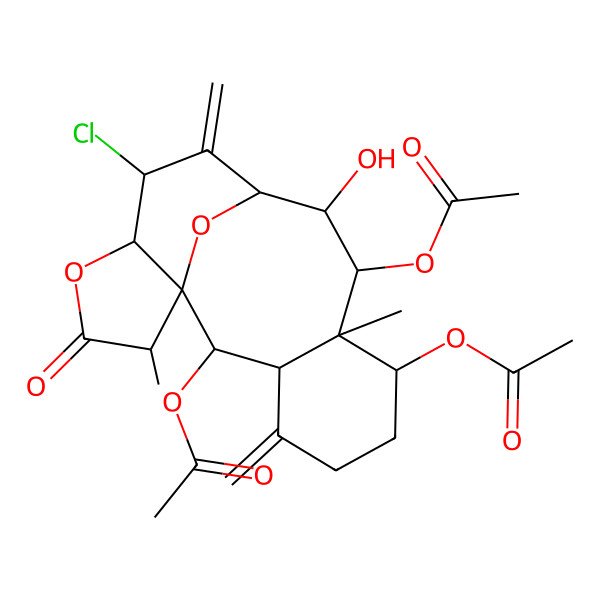 2D Structure of [(1R,2S,3S,7S,8R,9R,10R,11R,13S,14R,17R)-2,9-diacetyloxy-13-chloro-10-hydroxy-8,17-dimethyl-4,12-dimethylidene-16-oxo-15,18-dioxatetracyclo[9.6.1.01,14.03,8]octadecan-7-yl] acetate
