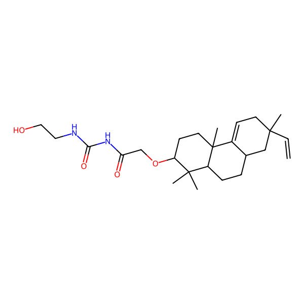 2D Structure of 2-[(7-ethenyl-1,1,4a,7-tetramethyl-3,4,6,8,8a,9,10,10a-octahydro-2H-phenanthren-2-yl)oxy]-N-(2-hydroxyethylcarbamoyl)acetamide