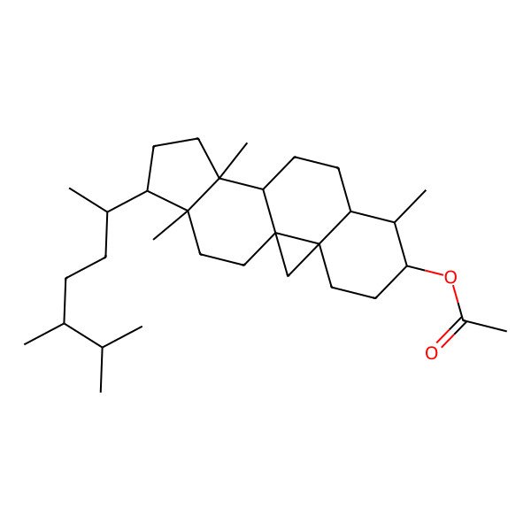 2D Structure of [(1R,3R,6S,7S,8R,11R,12S,15R,16R)-15-[(2R,5R)-5,6-dimethylheptan-2-yl]-7,12,16-trimethyl-6-pentacyclo[9.7.0.01,3.03,8.012,16]octadecanyl] acetate