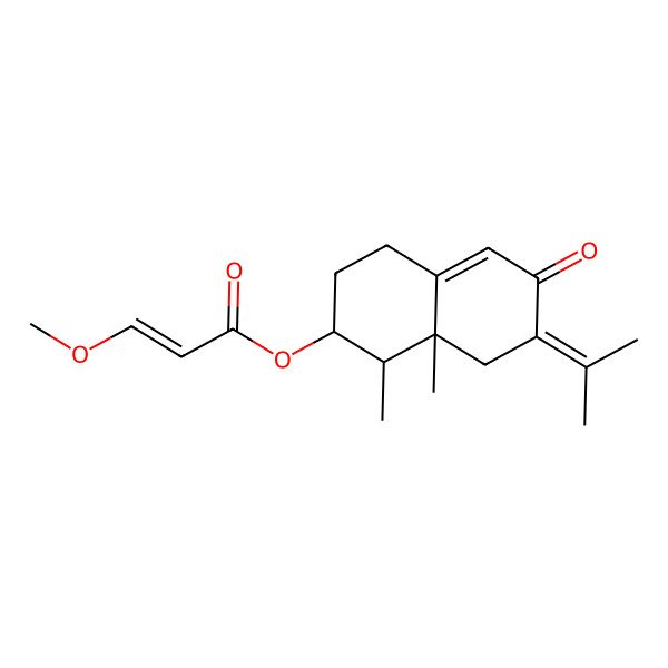 2D Structure of [(1R,2R,8aR)-1,8a-dimethyl-6-oxo-7-propan-2-ylidene-2,3,4,8-tetrahydro-1H-naphthalen-2-yl] (E)-3-methoxyprop-2-enoate