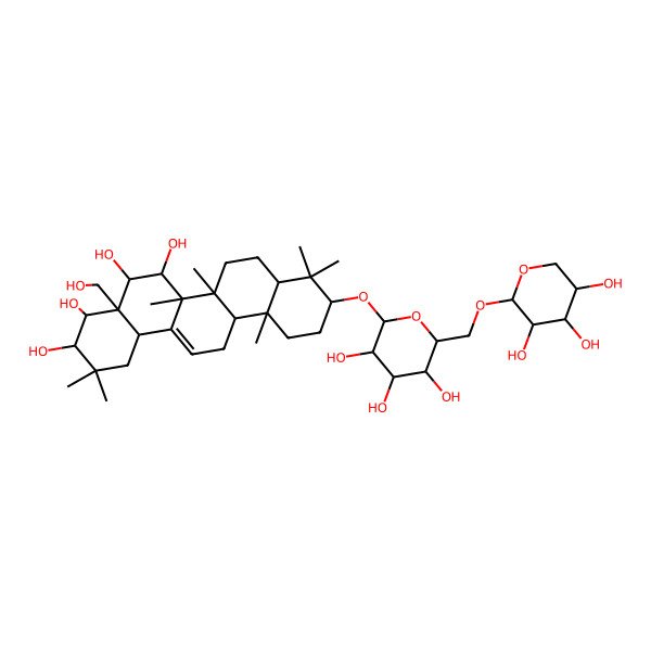 2D Structure of 4a-(Hydroxymethyl)-2,2,6a,6b,9,9,12a-heptamethyl-10-[3,4,5-trihydroxy-6-[(3,4,5-trihydroxyoxan-2-yl)oxymethyl]oxan-2-yl]oxy-1,3,4,5,6,6a,7,8,8a,10,11,12,13,14b-tetradecahydropicene-3,4,5,6-tetrol