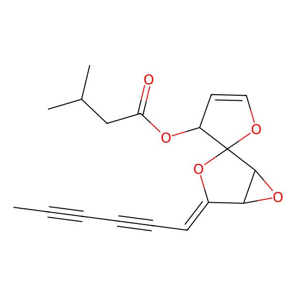 2D Structure of [(1S,2S,3'S,5R)-4-hexa-2,4-diynylidenespiro[3,6-dioxabicyclo[3.1.0]hexane-2,2'-3H-furan]-3'-yl] 3-methylbutanoate