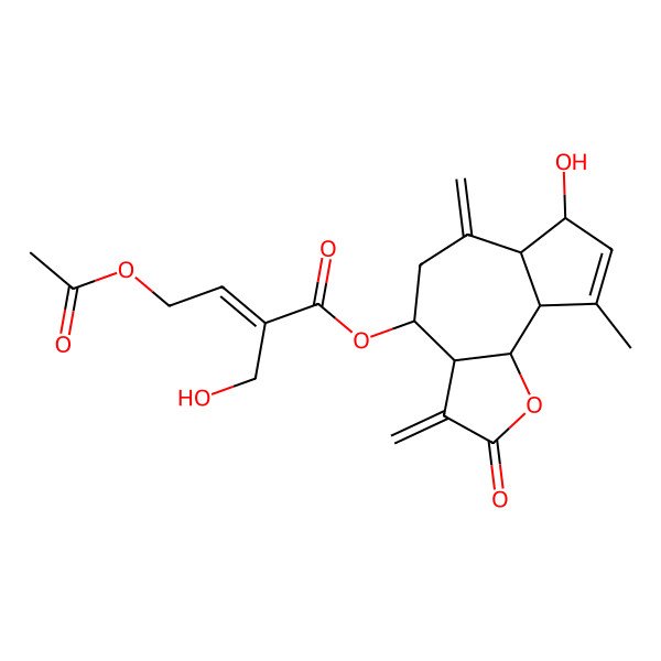 2D Structure of [(3aR,4R,6aR,7R,9aR,9bR)-7-hydroxy-9-methyl-3,6-dimethylidene-2-oxo-4,5,6a,7,9a,9b-hexahydro-3aH-azuleno[4,5-b]furan-4-yl] (E)-4-acetyloxy-2-(hydroxymethyl)but-2-enoate