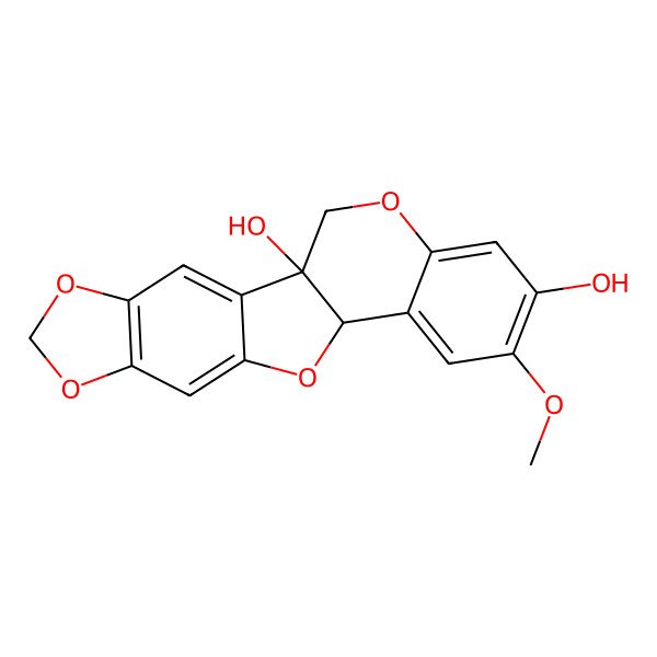 2D Structure of 15-Methoxy-5,7,11,19-tetraoxapentacyclo[10.8.0.02,10.04,8.013,18]icosa-2,4(8),9,13,15,17-hexaene-1,16-diol