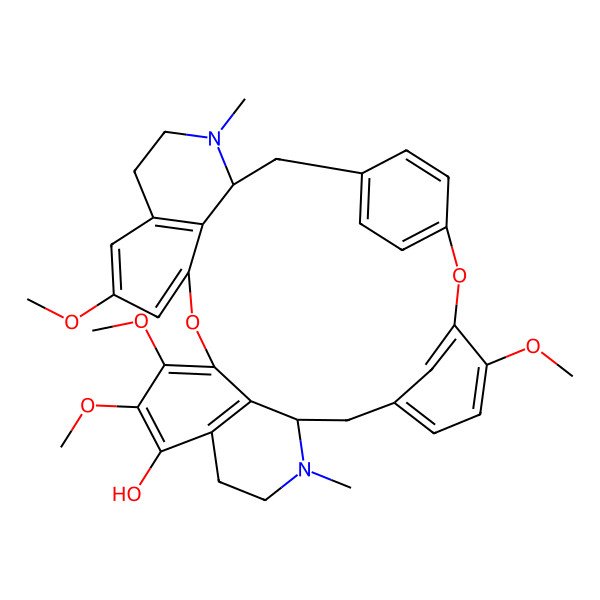 2D Structure of (9S,27R)-4,15,16,21-tetramethoxy-10,26-dimethyl-2,18-dioxa-10,26-diazaheptacyclo[27.2.2.13,7.19,13.119,23.017,35.027,34]hexatriaconta-1(31),3,5,7(36),13(35),14,16,19,21,23(34),29,32-dodecaen-14-ol
