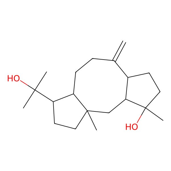 2D Structure of (1R,3S,4S,7R,11S,12R)-12-(2-hydroxypropan-2-yl)-1,4-dimethyl-8-methylidenetricyclo[9.3.0.03,7]tetradecan-4-ol