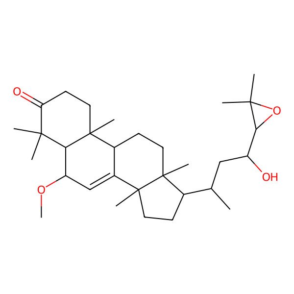 2D Structure of (5R,6R,9R,10R,13S,14S,17S)-17-[(2S,4R)-4-[(2S)-3,3-dimethyloxiran-2-yl]-4-hydroxybutan-2-yl]-6-methoxy-4,4,10,13,14-pentamethyl-1,2,5,6,9,11,12,15,16,17-decahydrocyclopenta[a]phenanthren-3-one