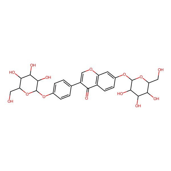2D Structure of 7-[(2S,3R,4S,5S,6R)-3,4,5-trihydroxy-6-(hydroxymethyl)oxan-2-yl]oxy-3-[4-[(2S,3R,4S,5S,6R)-3,4,5-trihydroxy-6-(hydroxymethyl)oxan-2-yl]oxyphenyl]chromen-4-one