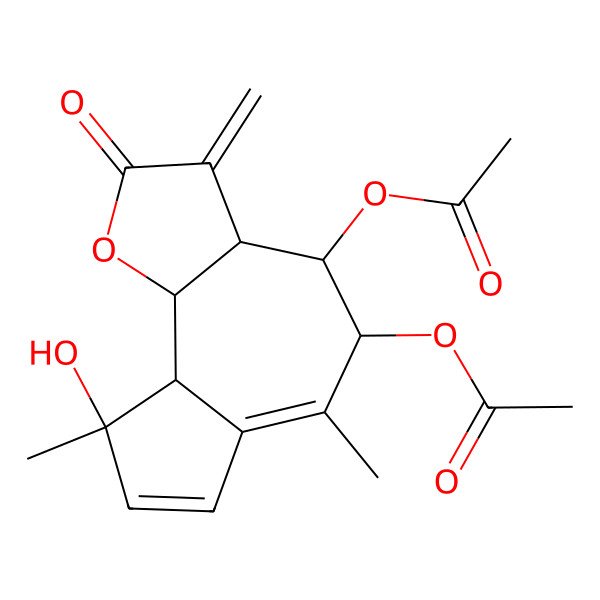 2D Structure of [(3aS,4R,5S,9S,9aS,9bS)-5-acetyloxy-9-hydroxy-6,9-dimethyl-3-methylidene-2-oxo-4,5,9a,9b-tetrahydro-3aH-azuleno[4,5-b]furan-4-yl] acetate