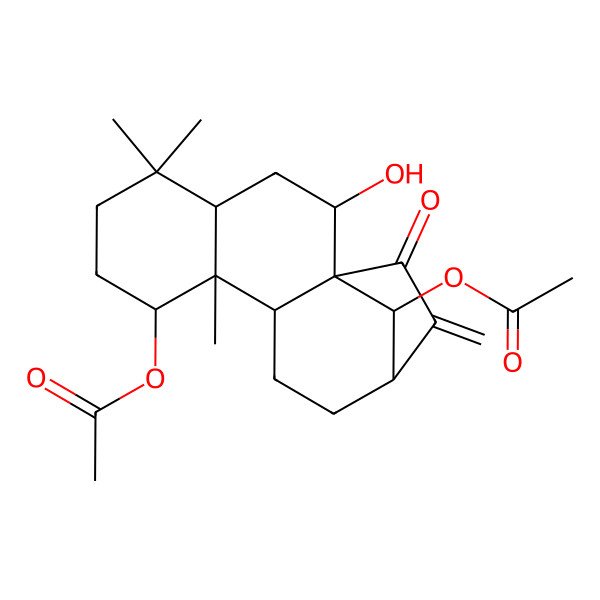 2D Structure of [(1R,2R,4R,8R,9R,10S,13S,16S)-16-acetyloxy-2-hydroxy-5,5,9-trimethyl-14-methylidene-15-oxo-8-tetracyclo[11.2.1.01,10.04,9]hexadecanyl] acetate