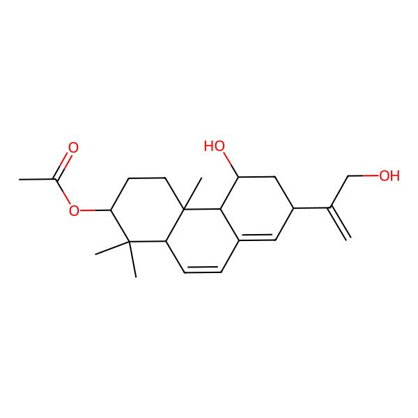 2D Structure of [(2S,4aR,4bS,5S,7R,10aS)-5-hydroxy-7-(3-hydroxyprop-1-en-2-yl)-1,1,4a-trimethyl-2,3,4,4b,5,6,7,10a-octahydrophenanthren-2-yl] acetate