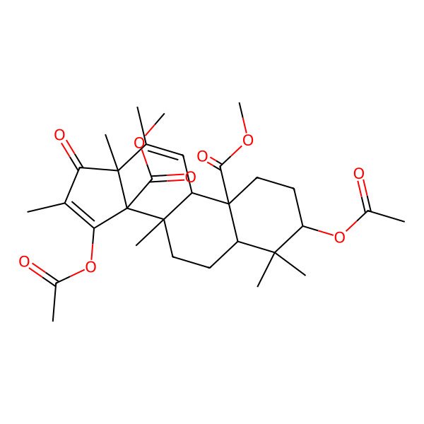 2D Structure of dimethyl 3,15-diacetyloxy-4,4,8,12,13,16-hexamethyl-17-oxo-2,3,5,6,7,9-hexahydro-1H-cyclopenta[a]phenanthrene-10,14-dicarboxylate