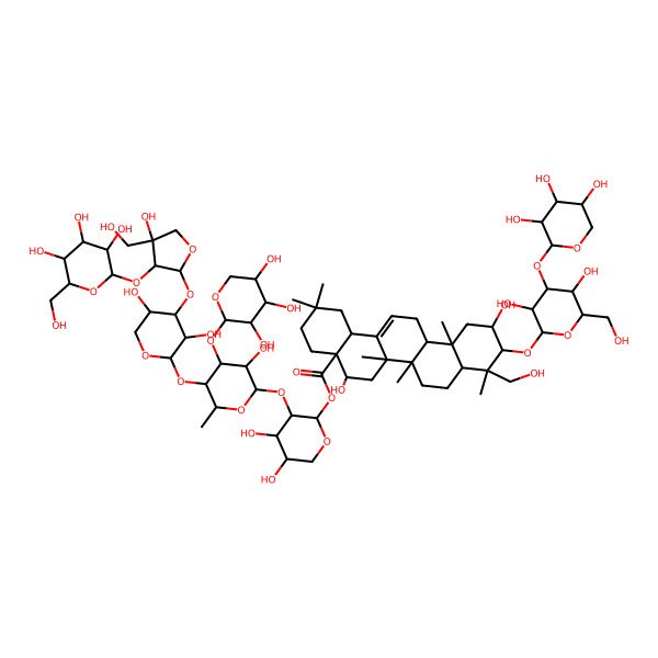 2D Structure of [(2S,3R,4S,5S)-3-[(2S,3R,4S,5S,6S)-5-[(2S,3R,4S,5R)-3,5-dihydroxy-4-[(2S,3R,4R)-4-hydroxy-4-(hydroxymethyl)-3-[(2S,3R,4S,5R,6R)-3,4,5-trihydroxy-6-(hydroxymethyl)oxan-2-yl]oxyoxolan-2-yl]oxyoxan-2-yl]oxy-3-hydroxy-6-methyl-4-[(2S,3R,4S,5S)-3,4,5-trihydroxyoxan-2-yl]oxyoxan-2-yl]oxy-4,5-dihydroxyoxan-2-yl] (4aR,5R,6aR,6aS,6bR,8aR,9R,11S,12aR,14bS)-10-[(2R,3R,4S,5R,6R)-3,5-dihydroxy-6-(hydroxymethyl)-4-[(2S,3R,4S,5R)-3,4,5-trihydroxyoxan-2-yl]oxyoxan-2-yl]oxy-5,11-dihydroxy-9-(hydroxymethyl)-2,2,6a,6b,9,12a-hexamethyl-1,3,4,5,6,6a,7,8,8a,10,11,12,13,14b-tetradecahydropicene-4a-carboxylate