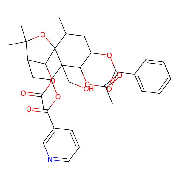 2D Structure of [(1S,2S,4R,5R,6R,7R,9R,12S)-5,12-diacetyloxy-4-benzoyloxy-6-(hydroxymethyl)-2,10,10-trimethyl-11-oxatricyclo[7.2.1.01,6]dodecan-7-yl] pyridine-3-carboxylate