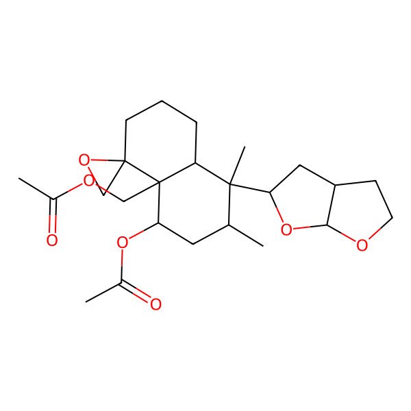 2D Structure of [(4S,4aS,5R,7S,8R,8aS)-8-[(3aS,5R,6aR)-2,3,3a,4,5,6a-hexahydrofuro[2,3-b]furan-5-yl]-5-acetyloxy-7,8-dimethylspiro[2,3,5,6,7,8a-hexahydro-1H-naphthalene-4,2'-oxirane]-4a-yl]methyl acetate