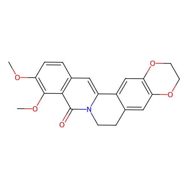 2D Structure of 17,18-Dimethoxy-5,8-dioxa-14-azapentacyclo[12.8.0.02,11.04,9.016,21]docosa-1(22),2,4(9),10,16(21),17,19-heptaen-15-one