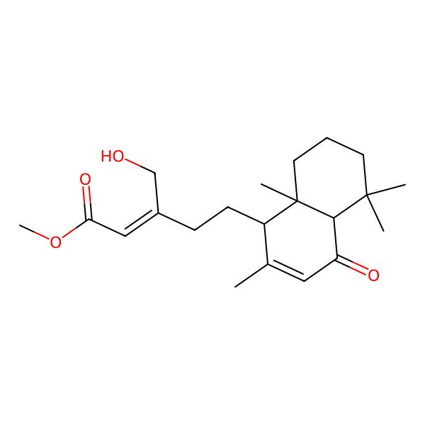 2D Structure of methyl 5-(2,5,5,8a-tetramethyl-4-oxo-4a,6,7,8-tetrahydro-1H-naphthalen-1-yl)-3-(hydroxymethyl)pent-2-enoate 2D Structure of methyl 5-(2,5,5,8a-tetramethyl-4-oxo-4a,6,7,8-tetrahydro-1H-naphthalen-1-yl)-3-(hydroxymethyl)pent-2-enoate
