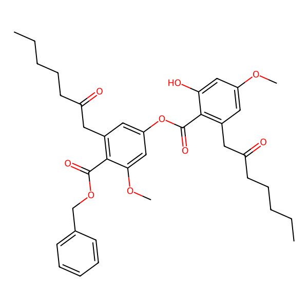 2D Structure of [3-Methoxy-5-(2-oxoheptyl)-4-phenylmethoxycarbonylphenyl] 2-hydroxy-4-methoxy-6-(2-oxoheptyl)benzoate