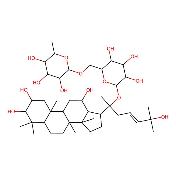 2D Structure of 2-methyl-6-[[3,4,5-trihydroxy-6-[6-hydroxy-6-methyl-2-(2,3,12-trihydroxy-4,4,8,10,14-pentamethyl-2,3,5,6,7,9,11,12,13,15,16,17-dodecahydro-1H-cyclopenta[a]phenanthren-17-yl)hept-4-en-2-yl]oxyoxan-2-yl]methoxy]oxane-3,4,5-triol