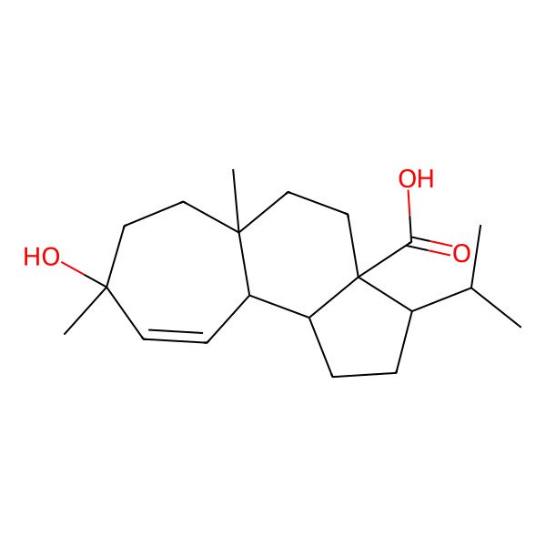 2D Structure of (3R,3aS,5aS,8S,10aR,10bS)-8-hydroxy-5a,8-dimethyl-3-propan-2-yl-2,3,4,5,6,7,10a,10b-octahydro-1H-cyclohepta[g]indene-3a-carboxylic acid