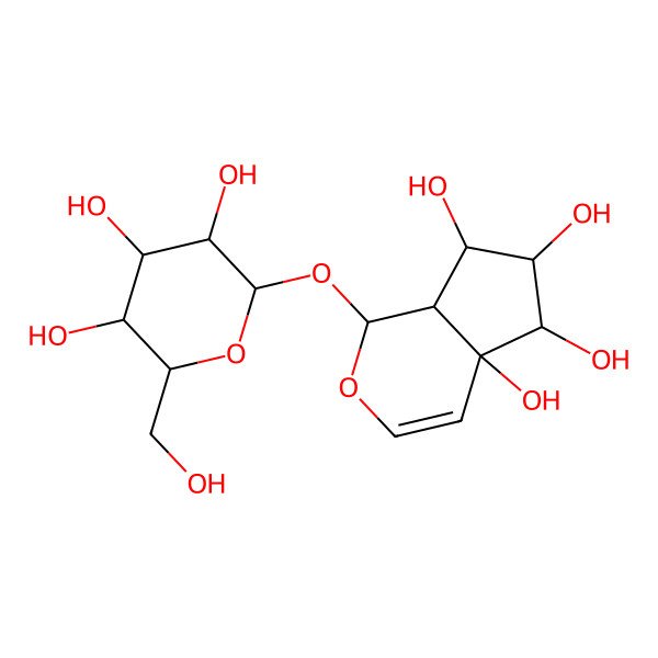 2D Structure of (1S,4aS,5R,6S,7R,7aR)-1-[(2S,3R,4S,5S,6R)-3,4,5-trihydroxy-6-(hydroxymethyl)oxan-2-yl]oxy-5,6,7,7a-tetrahydro-1H-cyclopenta[c]pyran-4a,5,6,7-tetrol