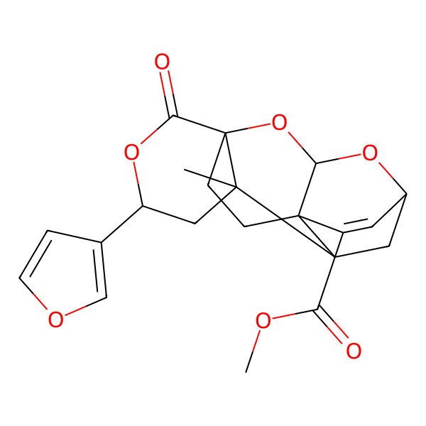 2D Structure of methyl (1S,4S,6S,7S,9S,12R,16R)-4-(furan-3-yl)-6-methyl-2-oxo-3,15,17-trioxapentacyclo[7.5.3.01,6.07,12.012,16]heptadec-10-ene-11-carboxylate