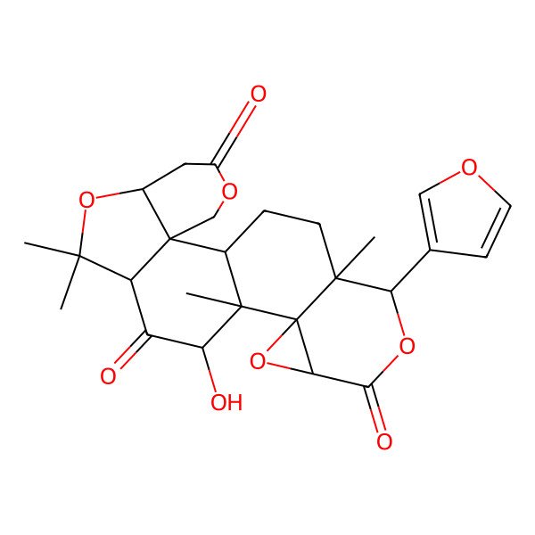 2D Structure of (12R,13S,14R,16R)-19-(furan-3-yl)-12-hydroxy-9,9,13,20-tetramethyl-4,8,15,18-tetraoxahexacyclo[11.9.0.02,7.02,10.014,16.014,20]docosane-5,11,17-trione