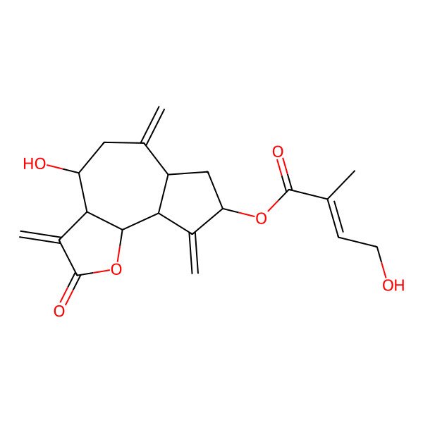 2D Structure of [(3aR,4S,6aR,8S,9aR,9bR)-4-hydroxy-3,6,9-trimethylidene-2-oxo-3a,4,5,6a,7,8,9a,9b-octahydroazuleno[4,5-b]furan-8-yl] (E)-4-hydroxy-2-methylbut-2-enoate