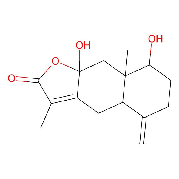 2D Structure of (4aS,8R,8aR,9aS)-8,9a-dihydroxy-3,8a-dimethyl-5-methylidene-4,4a,6,7,8,9-hexahydrobenzo[f][1]benzofuran-2-one