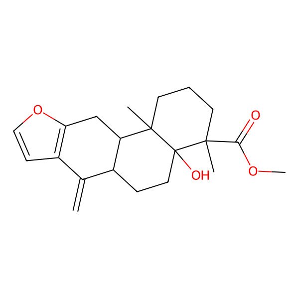 2D Structure of methyl (4S,4aS,6aR,11aS,11bR)-4a-hydroxy-4,11b-dimethyl-7-methylidene-1,2,3,5,6,6a,11,11a-octahydronaphtho[2,1-f][1]benzofuran-4-carboxylate