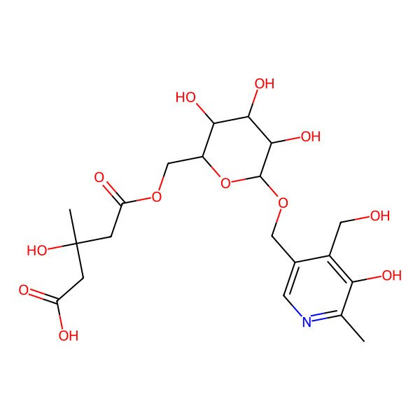 2D Structure of (3S)-3-hydroxy-3-methyl-5-oxo-5-[[(2R,3S,4S,5R,6R)-3,4,5-trihydroxy-6-[[5-hydroxy-4-(hydroxymethyl)-6-methyl-3-pyridinyl]methoxy]oxan-2-yl]methoxy]pentanoic acid
