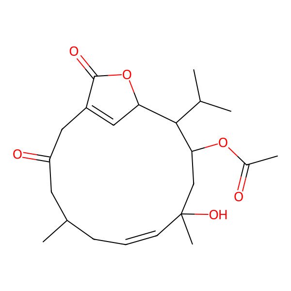 2D Structure of [(5S,7E,9S,11S,12R,13R)-9-hydroxy-5,9-dimethyl-3,15-dioxo-12-propan-2-yl-14-oxabicyclo[11.2.1]hexadeca-1(16),7-dien-11-yl] acetate