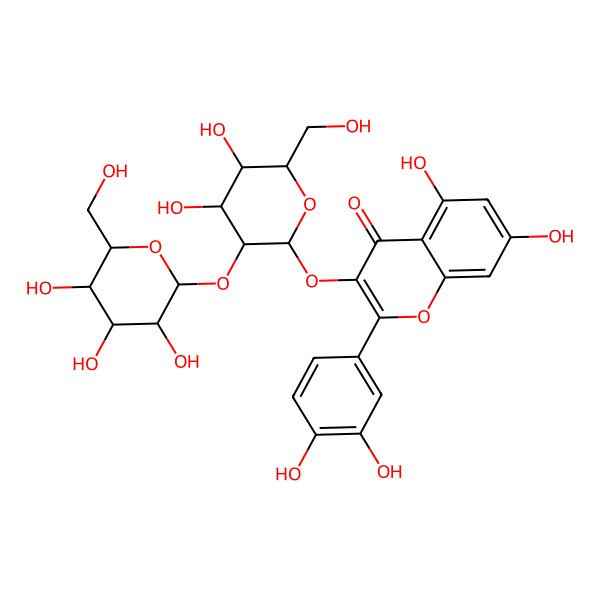 2D Structure of 3-[(2S,3R,4R,5S,6S)-4,5-dihydroxy-6-(hydroxymethyl)-3-[(2S,3R,4S,5S,6R)-3,4,5-trihydroxy-6-(hydroxymethyl)oxan-2-yl]oxyoxan-2-yl]oxy-2-(3,4-dihydroxyphenyl)-5,7-dihydroxychromen-4-one