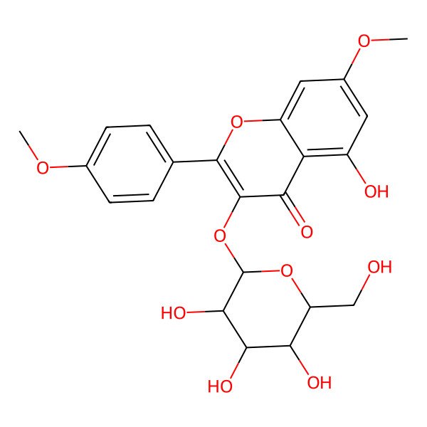 2D Structure of 5-hydroxy-7-methoxy-2-(4-methoxyphenyl)-3-[(2S,3R,4R,5S,6R)-3,4,5-trihydroxy-6-(hydroxymethyl)oxan-2-yl]oxychromen-4-one