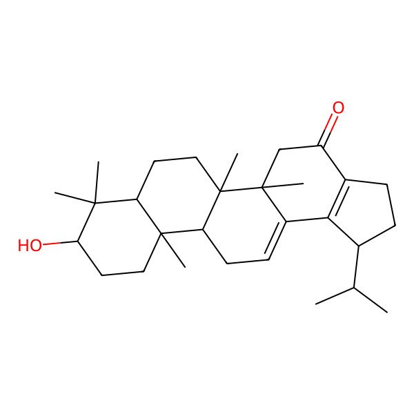 2D Structure of 9-Hydroxy-5a,5b,8,8,11a-pentamethyl-1-propan-2-yl-1,2,3,5,6,7,7a,9,10,11,11b,12-dodecahydrocyclopenta[a]chrysen-4-one