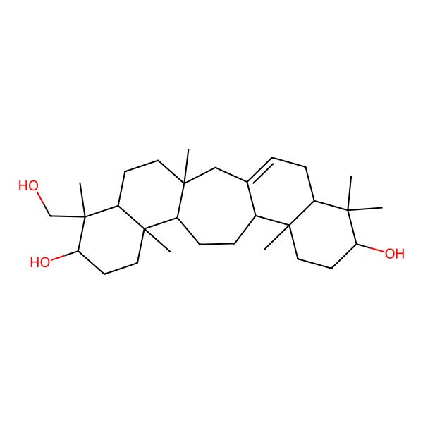 2D Structure of (3S,6R,7S,8R,11R,12S,15R,16R,19R,21R)-7-(hydroxymethyl)-3,7,11,16,20,20-hexamethylpentacyclo[13.8.0.03,12.06,11.016,21]tricos-1(23)-ene-8,19-diol