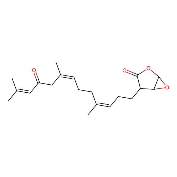 2D Structure of (1S,4R,5R)-4-[(3E,7E)-4,8,12-trimethyl-10-oxotrideca-3,7,11-trienyl]-2,6-dioxabicyclo[3.1.0]hexan-3-one