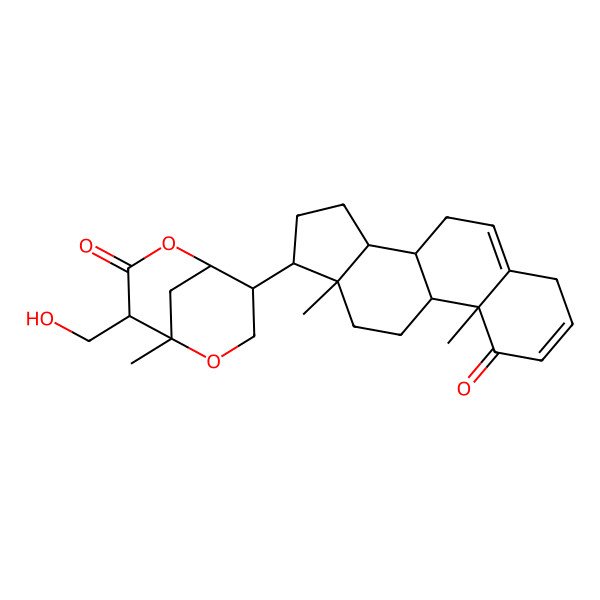 2D Structure of 8-(10,13-Dimethyl-1-oxo-4,7,8,9,11,12,14,15,16,17-decahydrocyclopenta[a]phenanthren-17-yl)-4-(hydroxymethyl)-5-methyl-2,6-dioxabicyclo[3.3.1]nonan-3-one