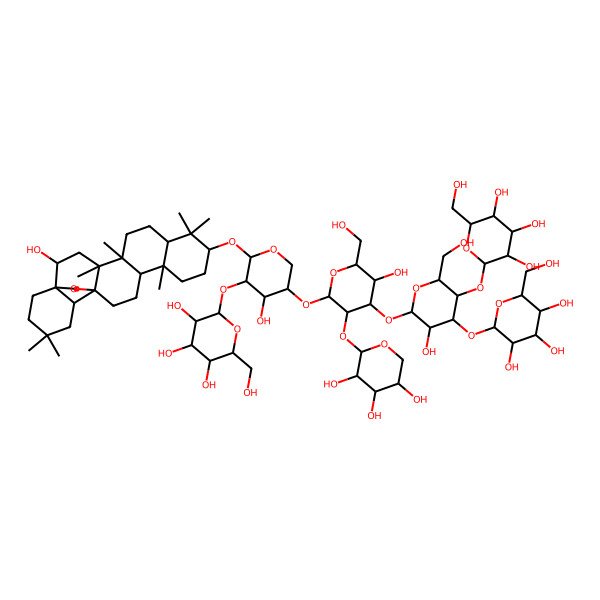 2D Structure of 2-[5-Hydroxy-6-[5-hydroxy-2-[4-hydroxy-6-[(2-hydroxy-4,5,9,9,13,20,20-heptamethyl-24-oxahexacyclo[15.5.2.01,18.04,17.05,14.08,13]tetracosan-10-yl)oxy]-5-[3,4,5-trihydroxy-6-(hydroxymethyl)oxan-2-yl]oxyoxan-3-yl]oxy-6-(hydroxymethyl)-3-(3,4,5-trihydroxyoxan-2-yl)oxyoxan-4-yl]oxy-2-(hydroxymethyl)-4-[3,4,5-trihydroxy-6-(hydroxymethyl)oxan-2-yl]oxyoxan-3-yl]oxy-6-(hydroxymethyl)oxane-3,4,5-triol