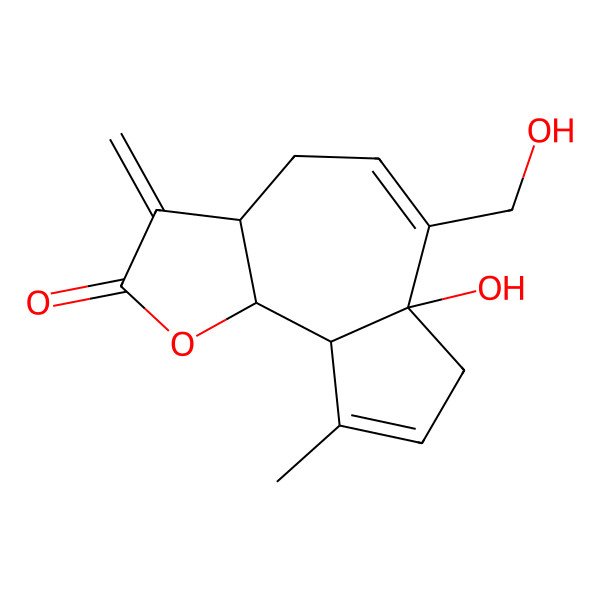 2D Structure of (3aS,6aS,9aS,9bS)-6a-hydroxy-6-(hydroxymethyl)-9-methyl-3-methylidene-4,7,9a,9b-tetrahydro-3aH-azuleno[4,5-b]furan-2-one