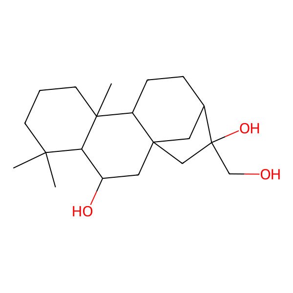 2D Structure of (1R,4R,9S,10R,14R)-14-(hydroxymethyl)-5,5,9-trimethyltetracyclo[11.2.1.01,10.04,9]hexadecane-3,14-diol