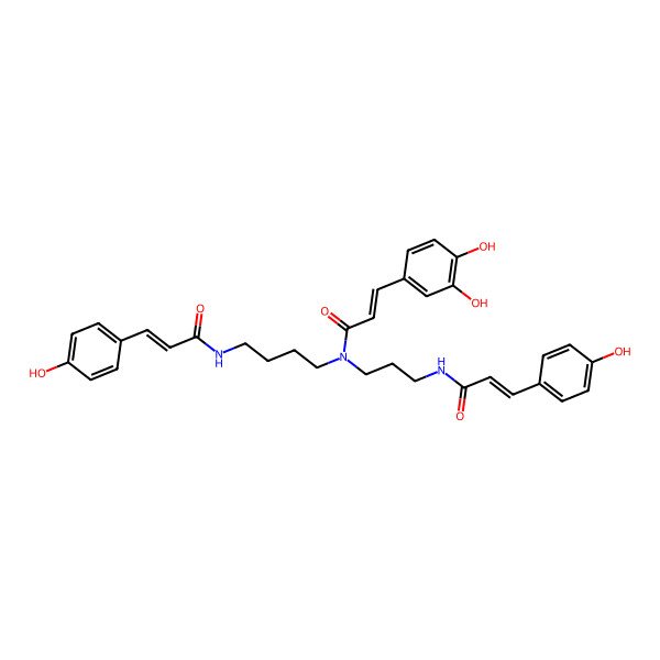 2D Structure of N-[4-[3-(3,4-dihydroxyphenyl)prop-2-enoyl-[3-[3-(4-hydroxyphenyl)prop-2-enoylamino]propyl]amino]butyl]-3-(4-hydroxyphenyl)prop-2-enamide