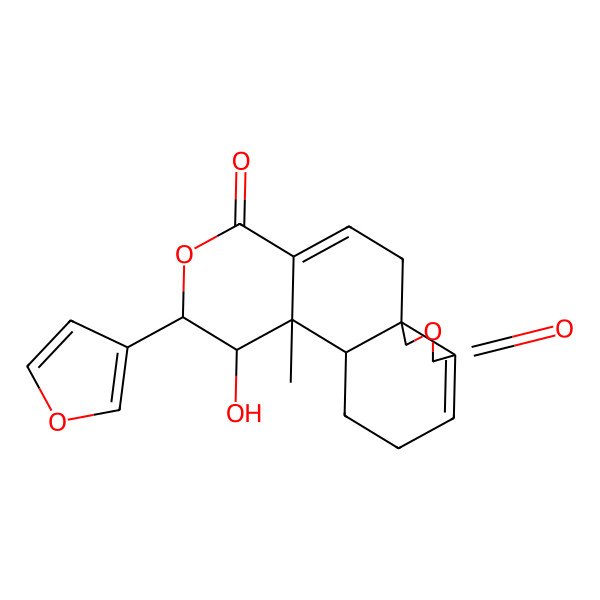 2D Structure of (1R,7R,8R,9S,10R)-7-(furan-3-yl)-8-hydroxy-9-methyl-6,16-dioxatetracyclo[8.7.0.01,14.04,9]heptadeca-3,13-diene-5,15-dione
