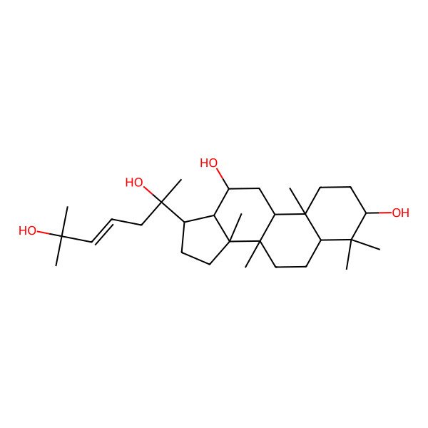 2D Structure of (3R,5R,8R,9R,10R,12R,13S,14R,17S)-17-[(E,2S)-2,6-dihydroxy-6-methylhept-4-en-2-yl]-4,4,8,10,14-pentamethyl-2,3,5,6,7,9,11,12,13,15,16,17-dodecahydro-1H-cyclopenta[a]phenanthrene-3,12-diol