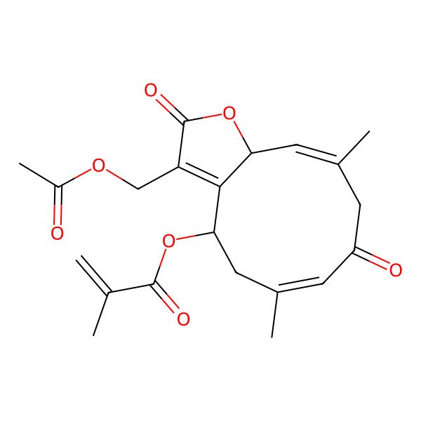 2D Structure of [(4S,6E,10E,11aR)-3-(acetyloxymethyl)-6,10-dimethyl-2,8-dioxo-4,5,9,11a-tetrahydrocyclodeca[b]furan-4-yl] 2-methylprop-2-enoate
