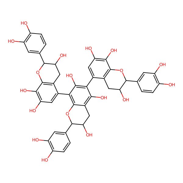 2D Structure of (2R,3S)-2-(3,4-dihydroxyphenyl)-6,8-bis[(2R,3S)-2-(3,4-dihydroxyphenyl)-3,7,8-trihydroxy-3,4-dihydro-2H-chromen-5-yl]-3,4-dihydro-2H-chromene-3,5,7-triol