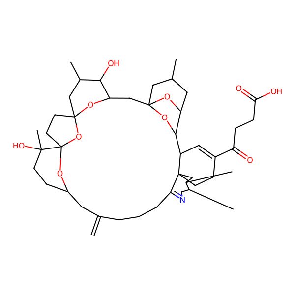 2D Structure of 4-[(1R,3R,4R,5R,7S,10S,11S,14R,23S,24R,26S,31R,32R,33S,35R)-4,11-dihydroxy-5,11,23,24,35-pentamethyl-16-methylidene-37,38,39,40,41-pentaoxa-21-azaoctacyclo[30.4.1.11,33.13,7.17,10.110,14.020,26.026,31]hentetraconta-20,29-dien-29-yl]-4-oxobutanoic acid