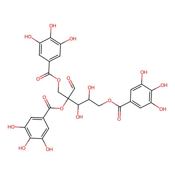 2D Structure of [(2R,3R,4R)-4-formyl-2,3-dihydroxy-4,5-bis[(3,4,5-trihydroxybenzoyl)oxy]pentyl] 3,4,5-trihydroxybenzoate